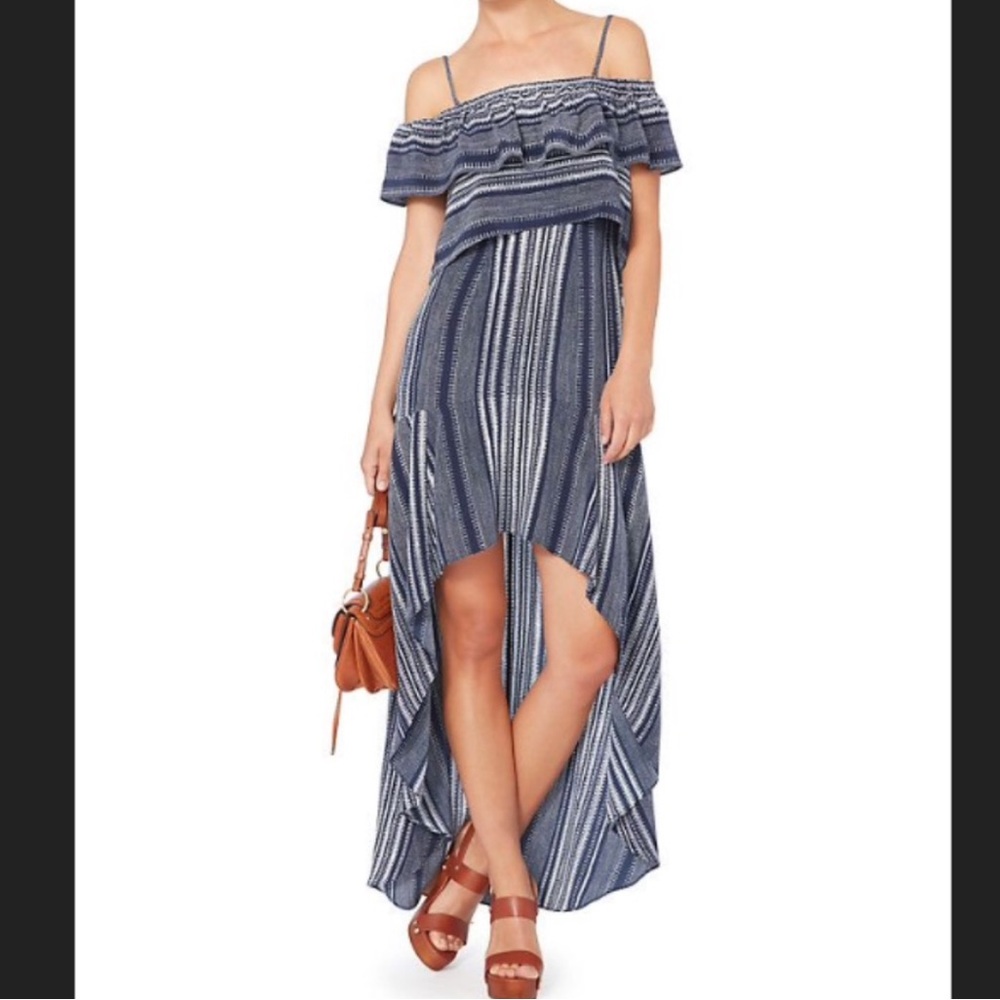 Intermix Eliza Silk high low strapless maxi dress